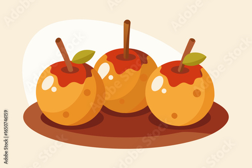 Baked Apples with Cinnamon on Ceramic Plate
