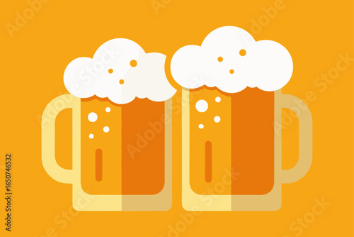 Beer Mugs with Foam and Bubbles