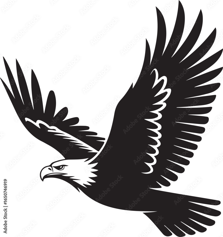 Fototapeta premium Majestic eagle soaring with outstretched wings, representing freedom and power