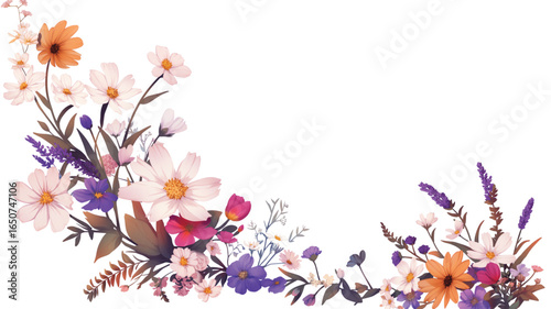 "Glitch-inspired floral frame vector with digital distortion and vibrant abstract colors, ideal for modern posters, futuristic invitations, and creative layouts."