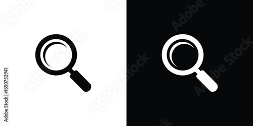 Magnifying Glass Icon in Black and White Search, Discovery, and Exploration Symbol