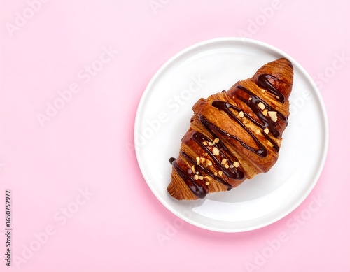 Delicious croissant on a white plate