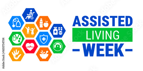 National Assisted Living Week background, banner, card or poster design template is observed every year during September, to raise awareness about the mission. Vector illustration.