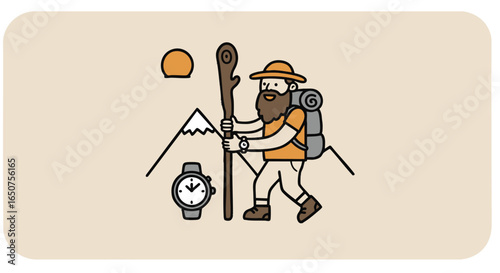 Adventurous Hiker's Journey Exploring Mountains, Time, and the Outdoors