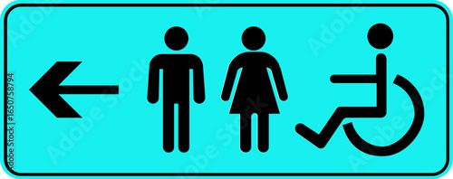 Toilet Icon.square toilet signs collection, male, female and neutral gender, vector Illustration.Public bathroom pictogram. Male and female gender silhouette for lavatory door.