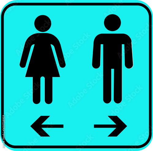 Toilet Icon.square toilet signs collection, male, female and neutral gender, vector Illustration.Public bathroom pictogram. Male and female gender silhouette for lavatory door.