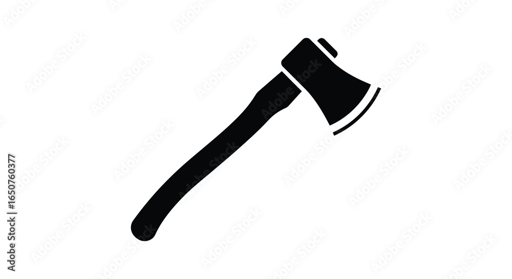 Black Silhouette of an Axe Tool for Woodworking and Forestry Work Black Silhouette of an Axe Tool for Woodworking and Forestry Work