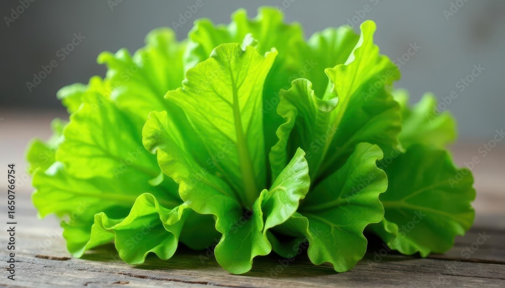 Fototapeta premium Crisp green lettuce leaves in a bunch, ready to eat , food, packaging