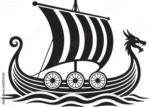 Majestic Viking longship sailing, bold and ready for adventure