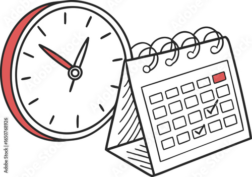 time clock and date calendar illustration
