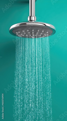 Chrome shower head with water spraying