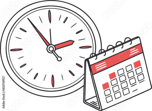 time clock and date calendar illustration
