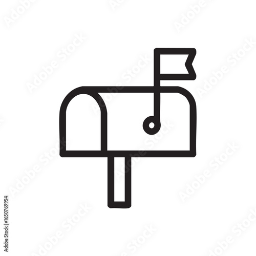 A simple line drawing of a mailbox with a flag.