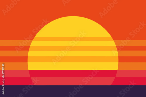 Bright Circular Sun Rising over Gradient Horizon