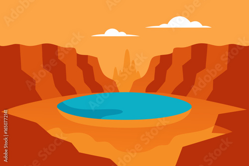 Canyon with Ancient Petroglyphs and Hidden Pool