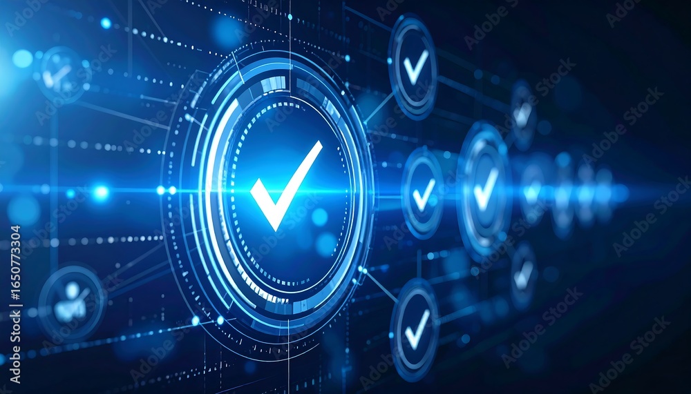 Obraz premium Digital Security Checkmarks Network.
