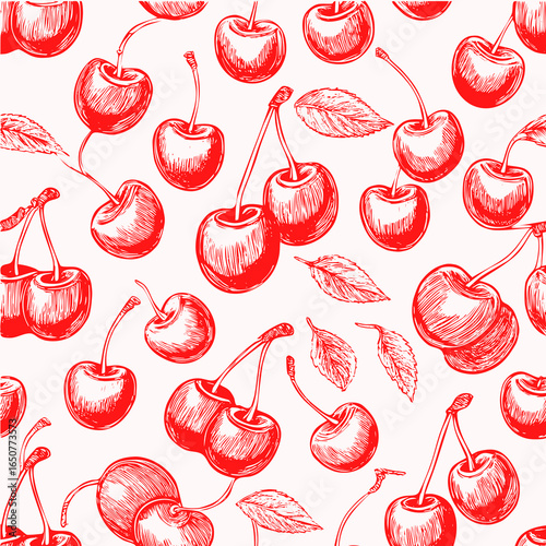 cherry print pattern, simple vector background