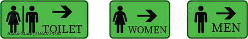 Toilet Icon set.square toilet signs collection, male, female and neutral gender, vector Illustration.Public bathroom pictogram. Male and female gender silhouette for lavatory door.