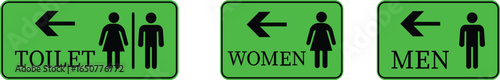 Toilet Icon set.square toilet signs collection, male, female and neutral gender, vector Illustration.Public bathroom pictogram. Male and female gender silhouette for lavatory door.