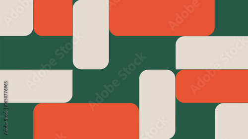 Free Download A geometric pattern with rounded rectangles in orange, beige, and green creating a modern design look - GFXLoad