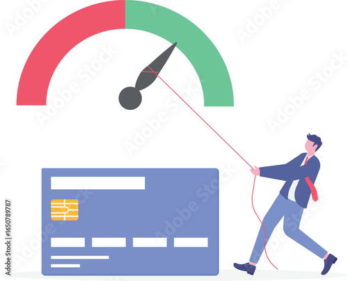 Credit score repair, financial recovery, debt relief concept with character.

