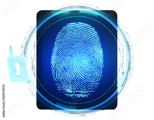 fingerprint on blue background