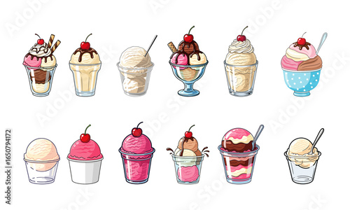 Set of Ice cream in a cup