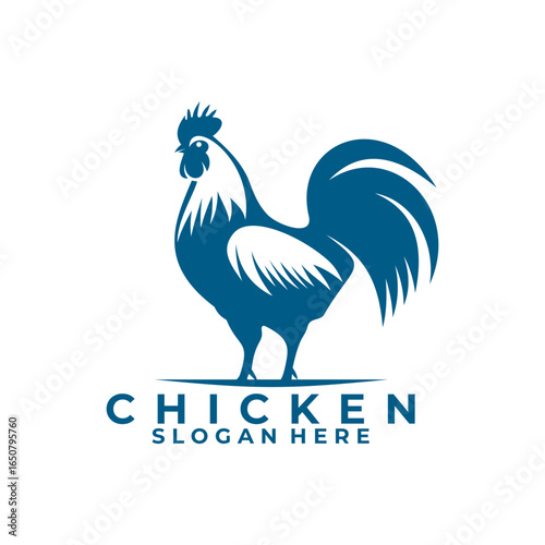 Simple chicken farm logo design vector template.