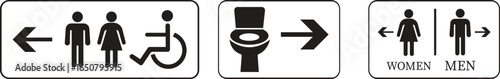 Toilet Icon set.square toilet signs collection, male, female and neutral gender, vector Illustration.Public bathroom pictogram. Male and female gender silhouette for lavatory door.