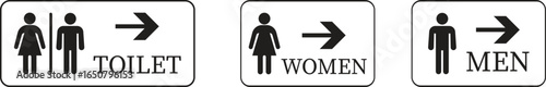 Toilet Icon set.square toilet signs collection, male, female and neutral gender, vector Illustration.Public bathroom pictogram. Male and female gender silhouette for lavatory door.
