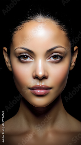 Studio portrait of a young, beautiful mulatto woman