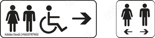Toilet Icon set.square toilet signs collection, male, female and neutral gender, vector Illustration.Public bathroom pictogram. Male and female gender silhouette for lavatory door.