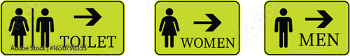 Toilet Icon set.square toilet signs collection, male, female and neutral gender, vector Illustration.Public bathroom pictogram. Male and female gender silhouette for lavatory door.