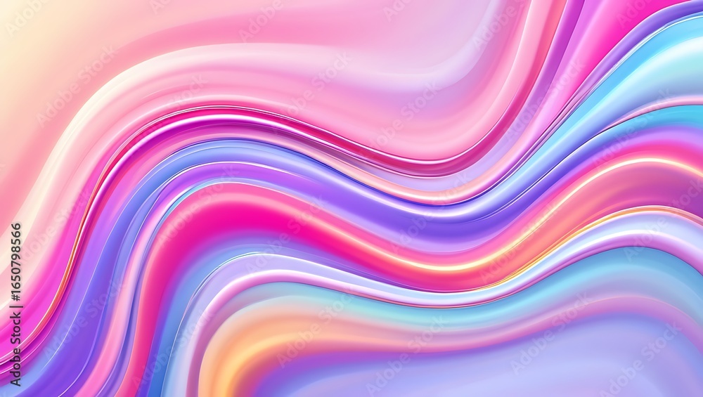 Obraz premium Vibrant flowing liquid waves of pastel colors with a soft glow