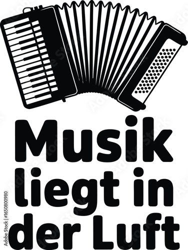 Black accordion with German text musical instrument