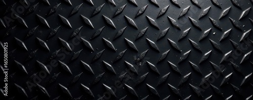 Black diamond plate, seamless industrial metal texture, texture, steel