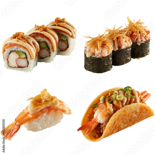 Wallpaper Mural Crunchy Tempura Sushi Mix Delicious Food Clip Art, food transparent background, healthy Food stock photo png isolate 
 Torontodigital.ca