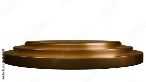 3D Render a round pedestal with a gold base on a white background