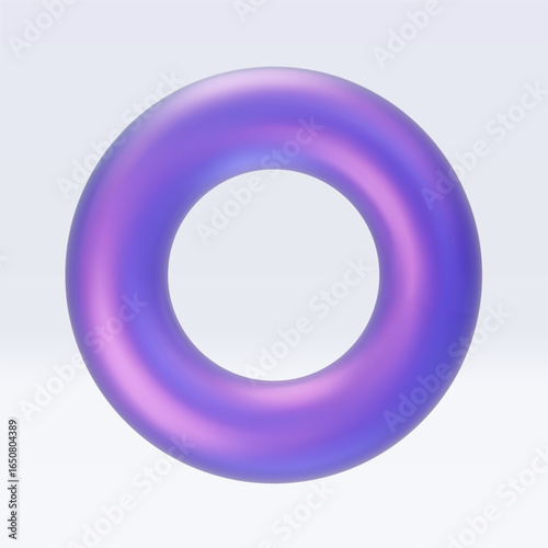 3d iridescent hologram tor, ring. Render geometry figure in purple, pink, blue colors. Vector illustration isolated on white for design projects, product display, presentation, adv