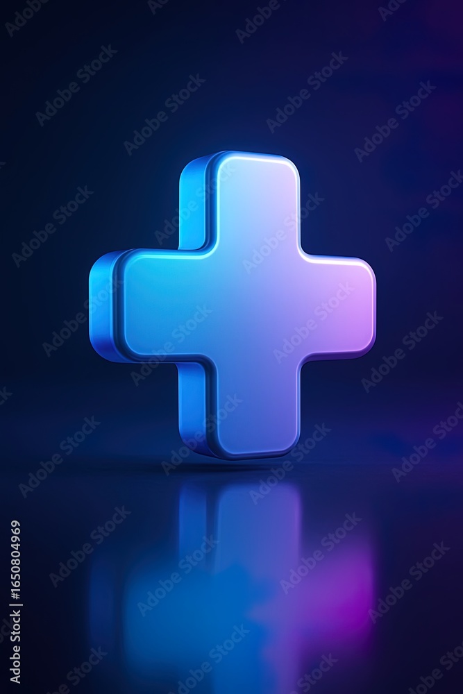 Obraz premium Futuristic Medical Cross Symbol for Healthcare, Rescue, Safety and Survival Concepts