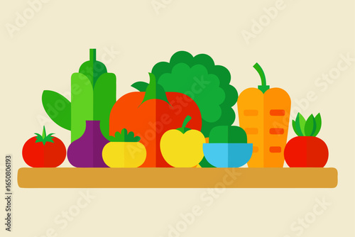 Colorful Farmer Market Vegetables on Table