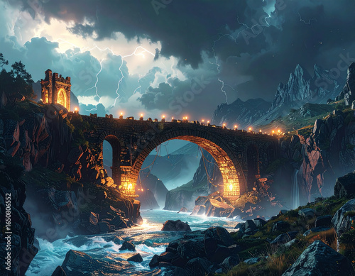 Ancient bridge over abyss