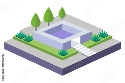 Contemporary Public Square with Elegant Paving Grid