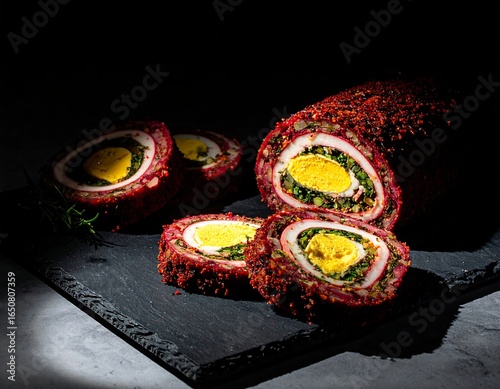 Gourmet Scotch Eggs with Golden Yolk and Herbs.