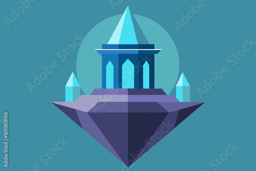Crystal Temple on a Hovering Rock Island