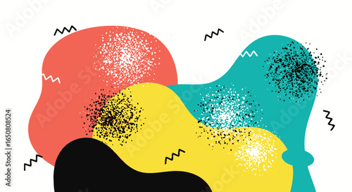 Vector art of abstract shapes with a modern design and colorful elements isolated on white background