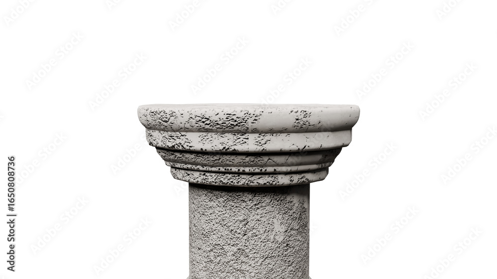 3D Render a white pillar with a black base and a white background 3D Render a white pillar with a black base and a white background