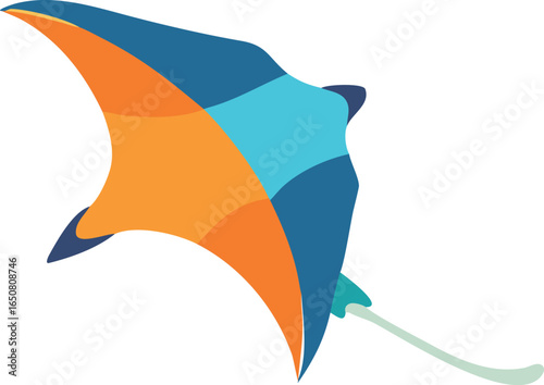 Icon of an Abstract Manta Ray in a Gliding Motion