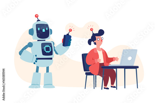 businessไนman with antenna controlled by AI robot