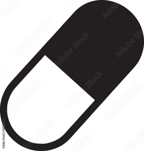 Pill capsule silhouette vector design for medical, pharmacy, healthcare, drug, and supplement concepts.